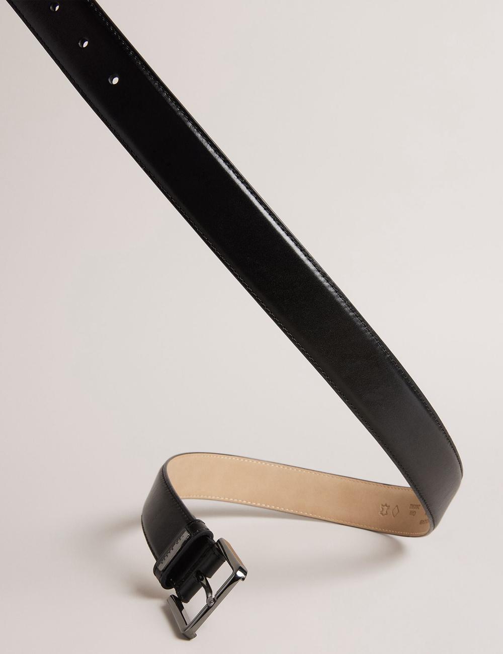 Men Ted Baker WIZERD | KSA  Polished Leather With Logo Hardware Belts Black | KSA  6317-HYCPQ