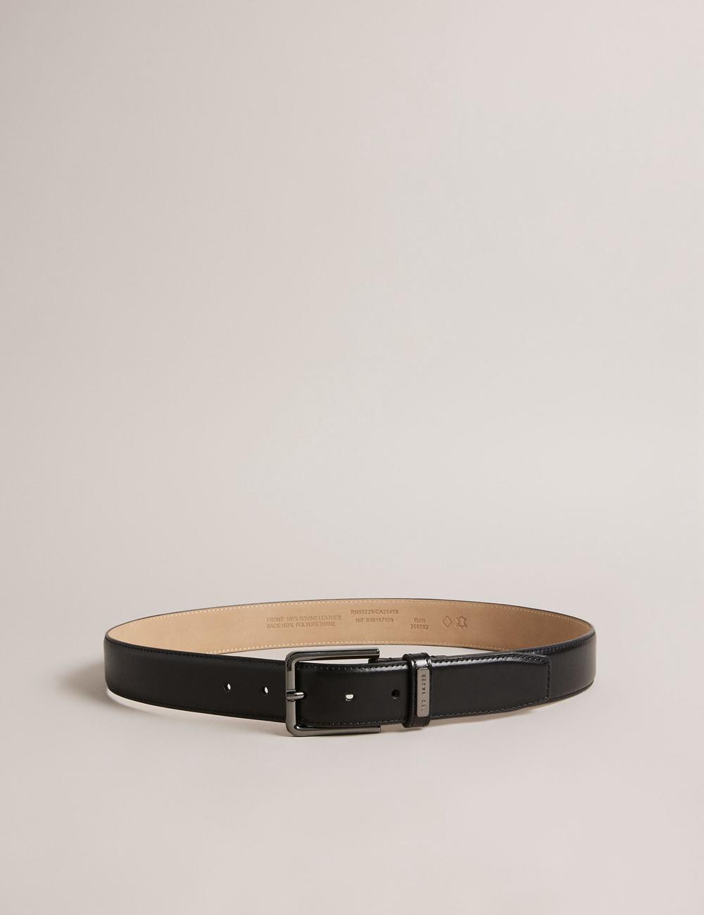 Men Ted Baker WIZERD | KSA  Polished Leather With Logo Hardware Belts Black | KSA  6317-HYCPQ