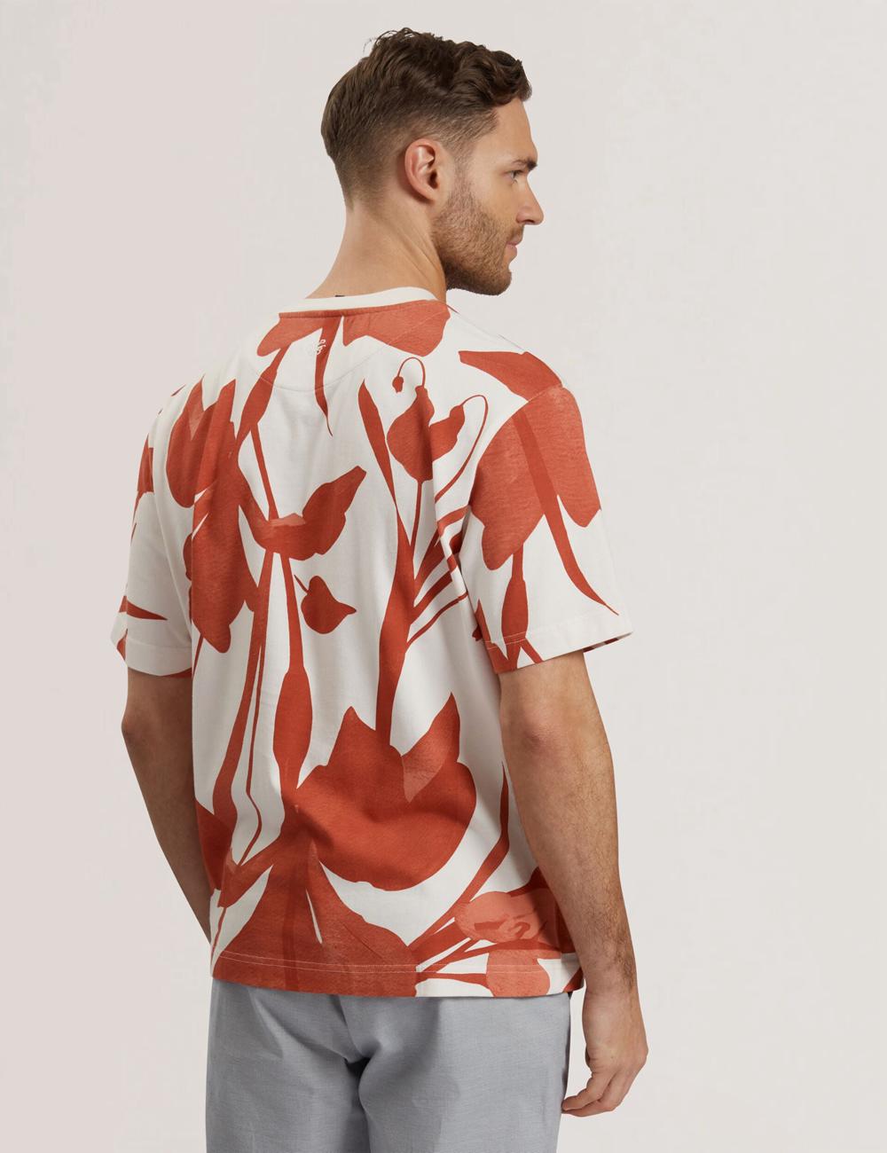 Men Ted Baker YIANNOS - Floral Print Heavyweight Cotton T-Shirts Red | KSA  0537-UTXJN