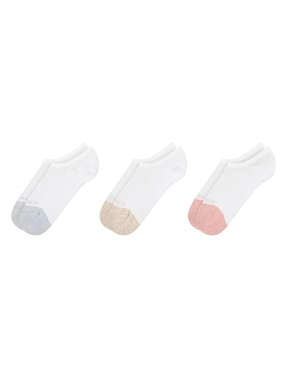 Women Ted Baker 3 Pack Contrast Toe Liner Trainer Socks White | KSA  3248-KLOXR