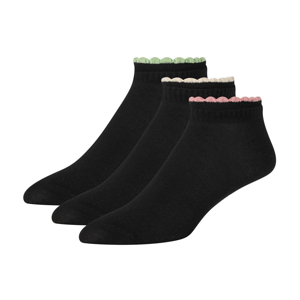 Women Ted Baker 3 Pack Scalloped Low Cut Ankle Socks Black | KSA  0936-SGDRH
