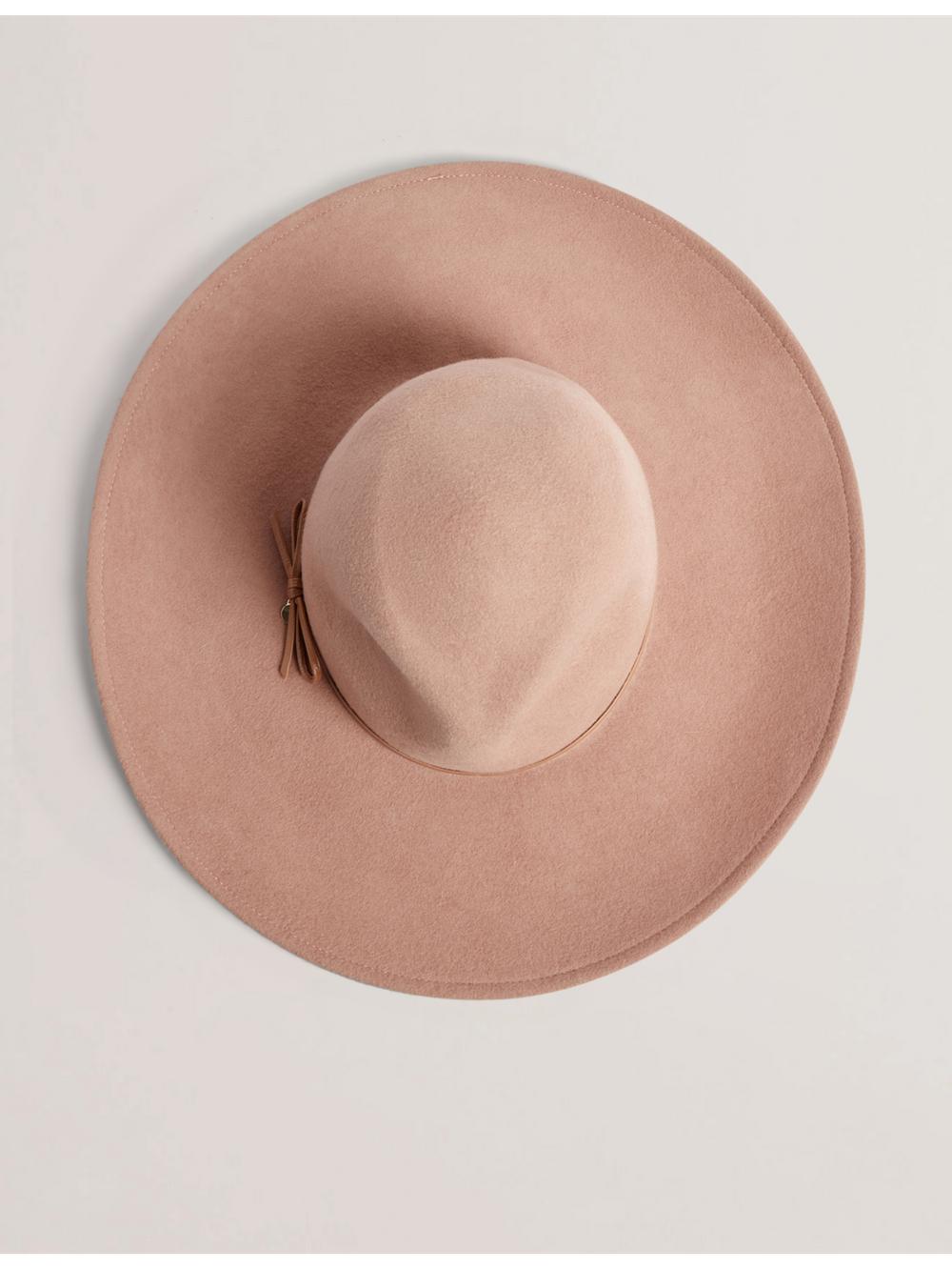 Women Ted Baker ABBIIIO - Bow Detail Pure Wool Fedora Hats Tan | KSA  9870-GVQAN