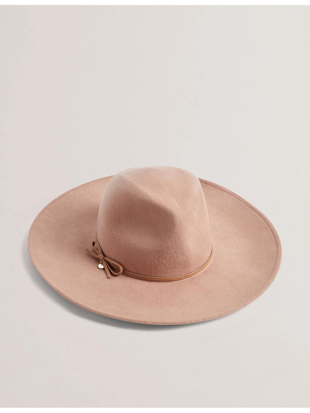 Women Ted Baker ABBIIIO - Bow Detail Pure Wool Fedora Hats Tan | KSA  9870-GVQAN