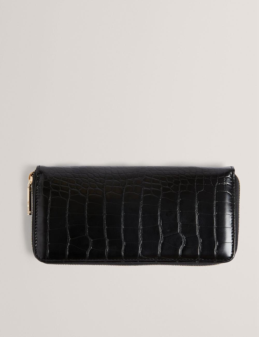 Women Ted Baker ABBYYI - Croc Effect Slim Travel Jewellery Case Wash Bags Black | KSA  8126-ZYQFW