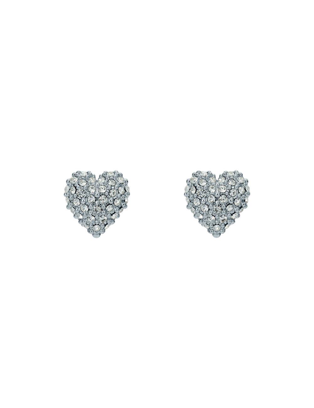 Women Ted Baker ADORAA - Crystal Heart Stud Earrings Silver | KSA  5739-QHKNR