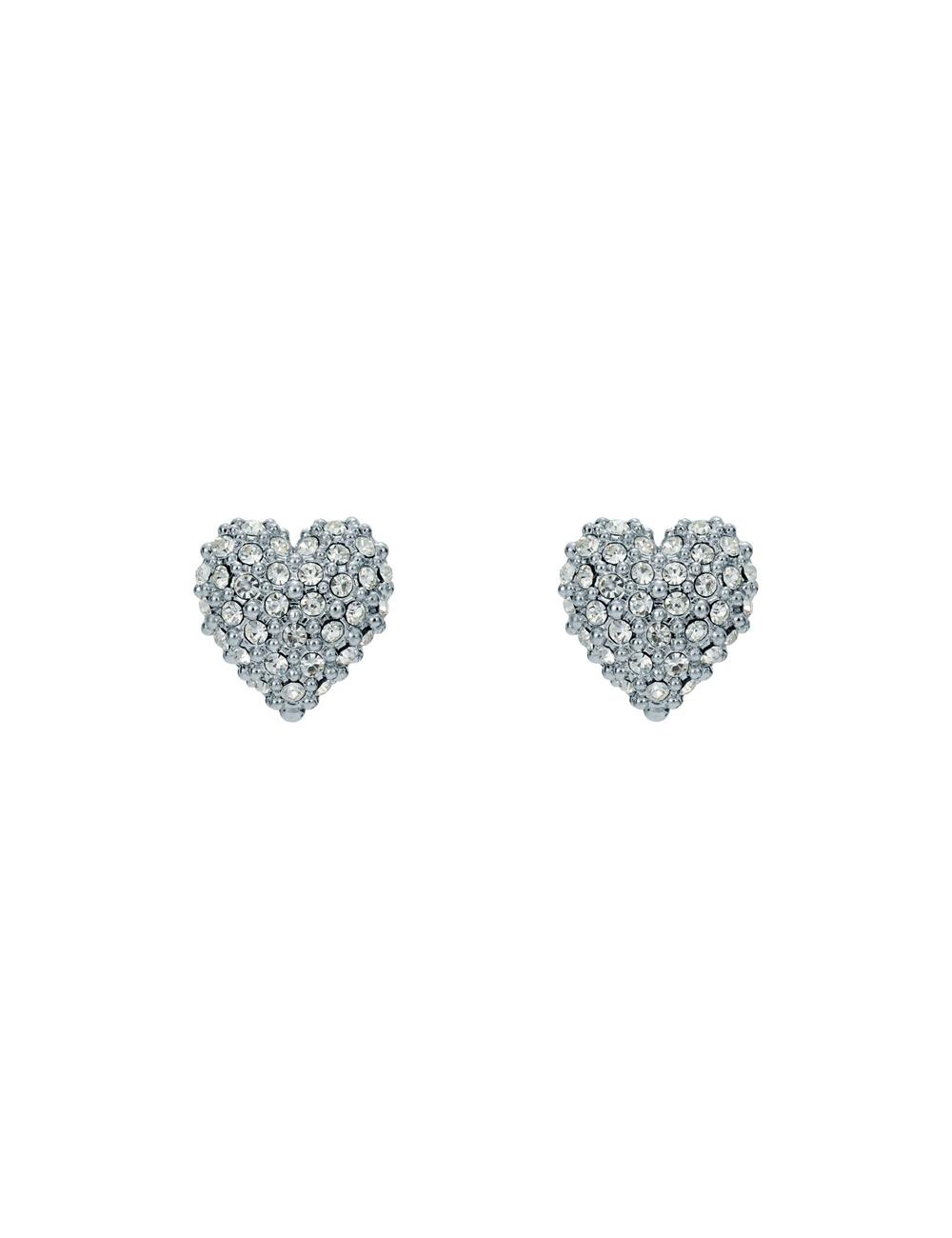 Women Ted Baker ADORAA - Crystal Heart Stud Earrings Silver | KSA  5739-QHKNR