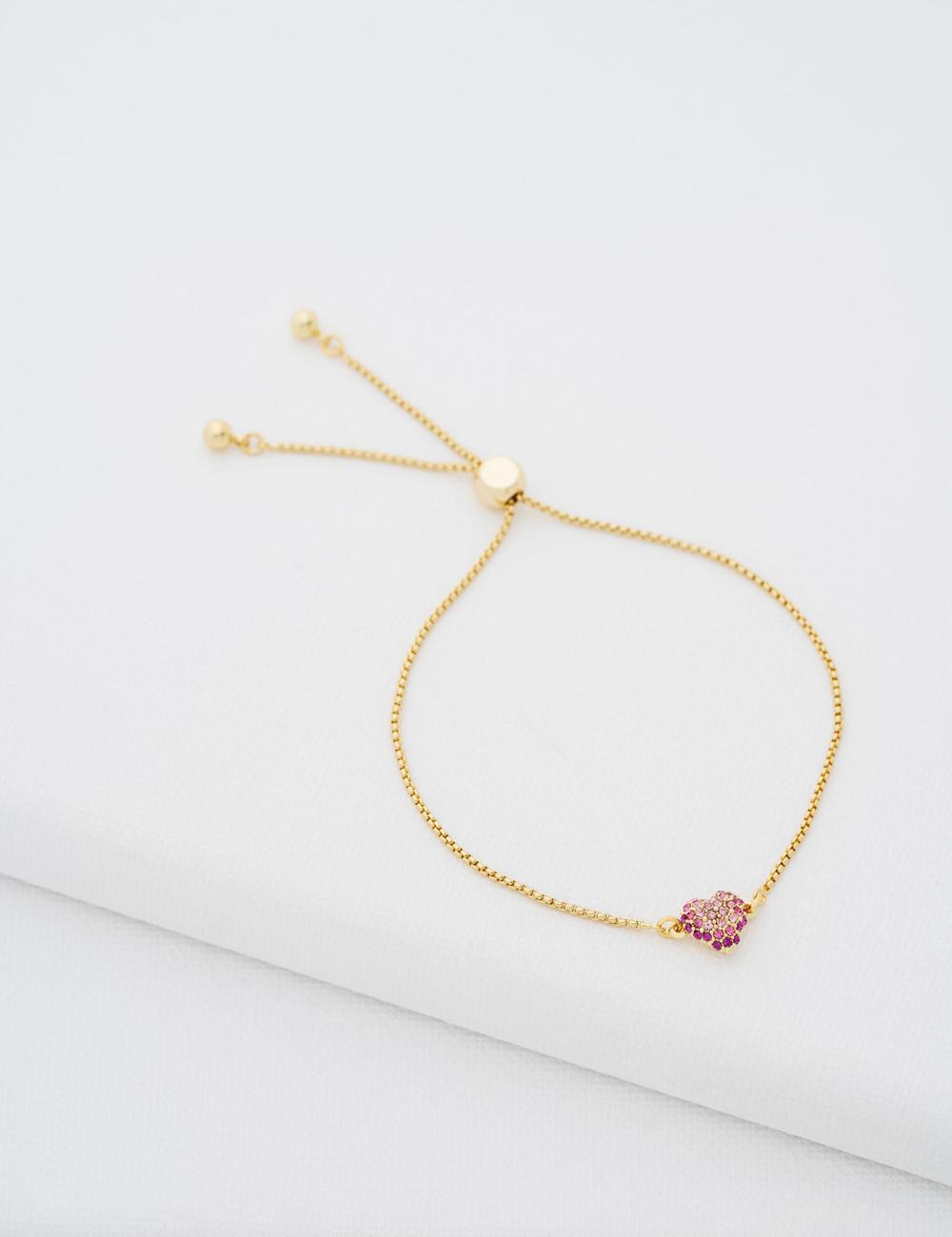 Women Ted Baker ADORIA - Mini Crystal Heart Adjustable Bracelets Gold | KSA  1628-MPQIH