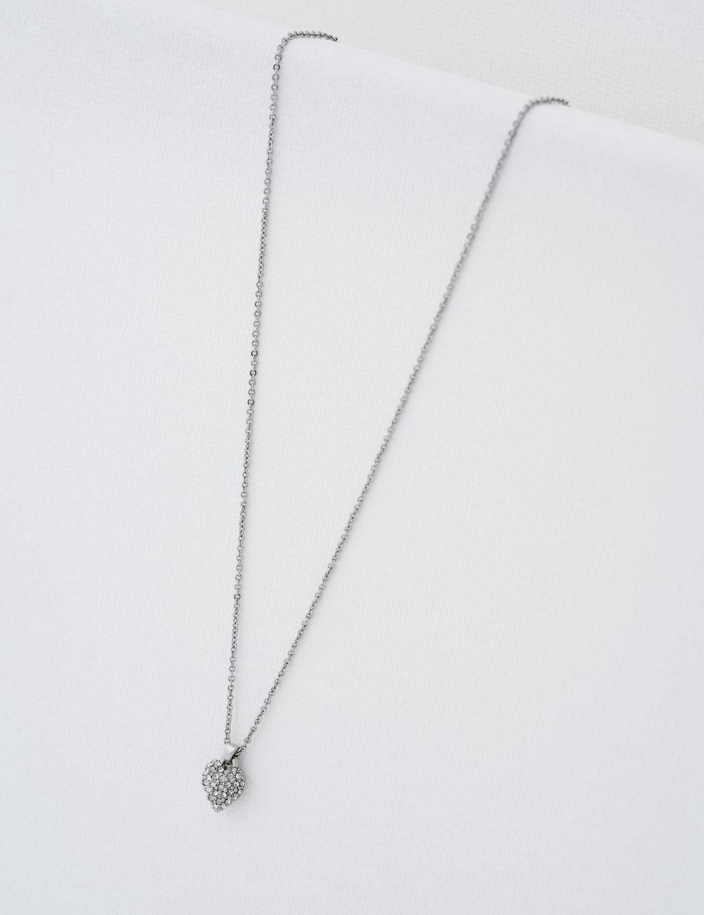 Women Ted Baker ADORINA - Mini Crystal Heart Pendant Necklaces Silver | KSA  1406-SORGU