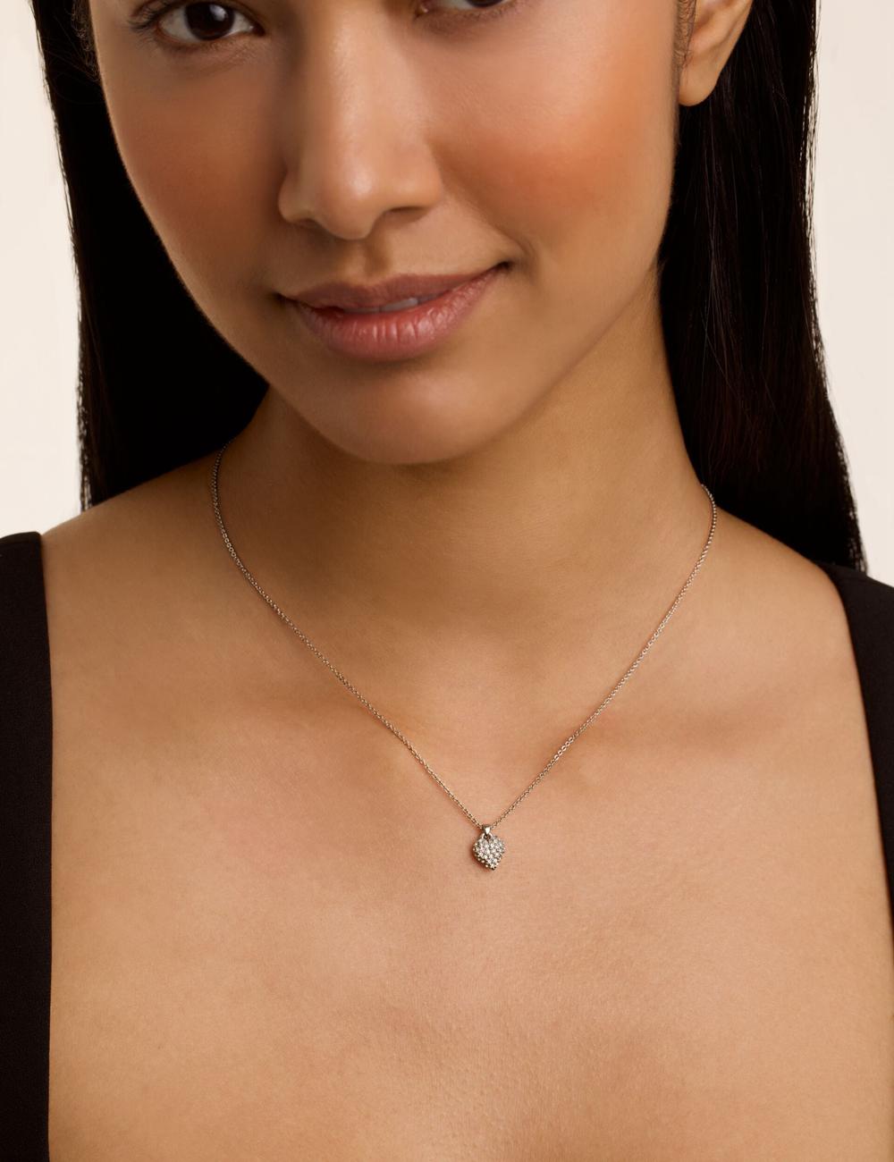 Women Ted Baker ADORINA - Mini Crystal Heart Pendant Necklaces Silver | KSA  1406-SORGU