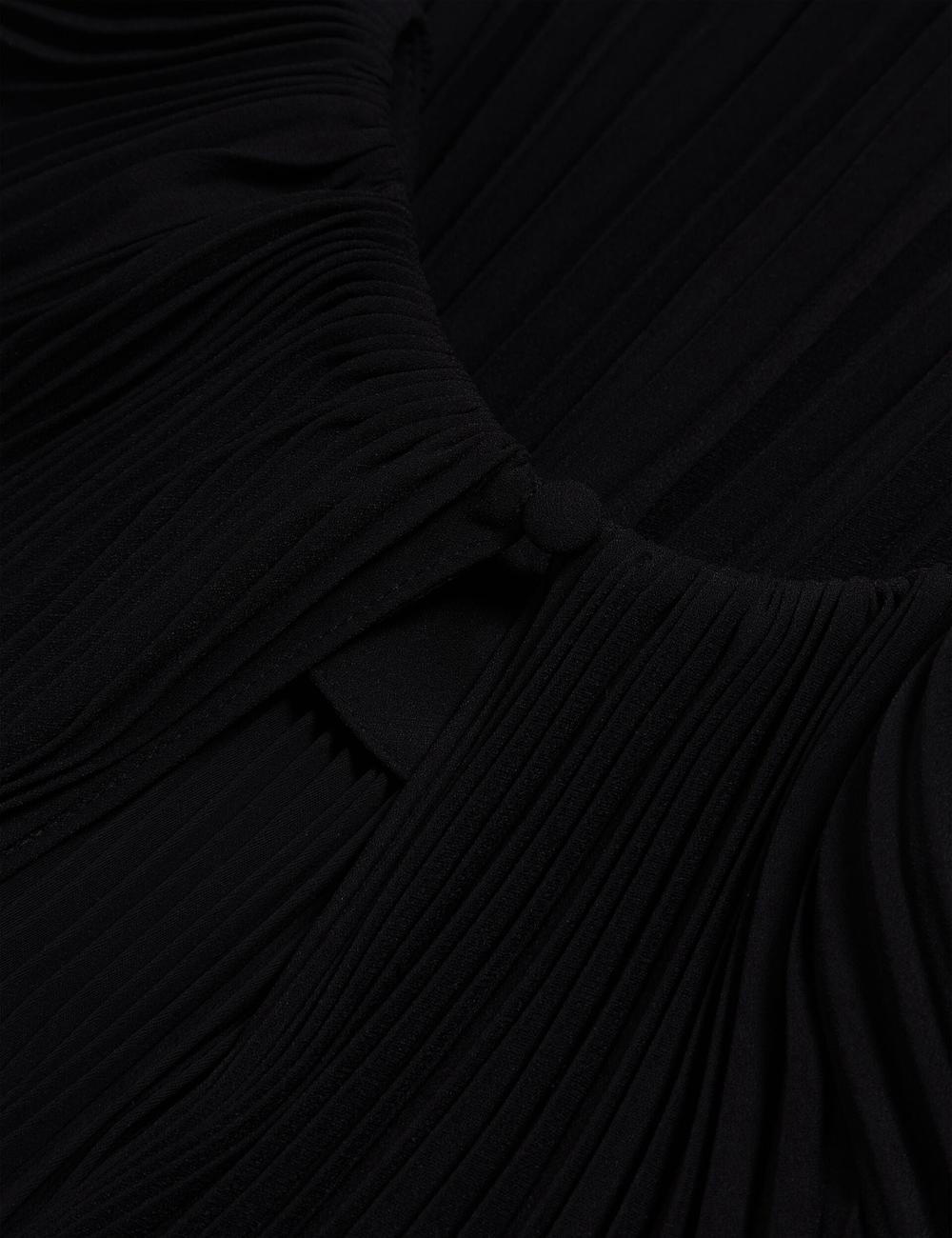 Women Ted Baker AGARA - Pleated Short Sleeve Woven Blouses Black | KSA  3619-WVCGB