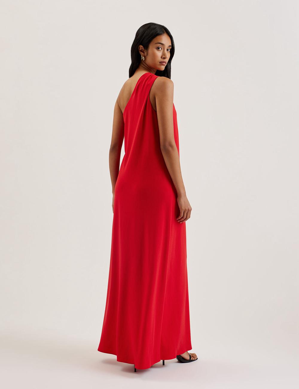 Women Ted Baker AISLI - One Shoulder Woven Maxi Dresses Red | KSA  8059-CTQOJ