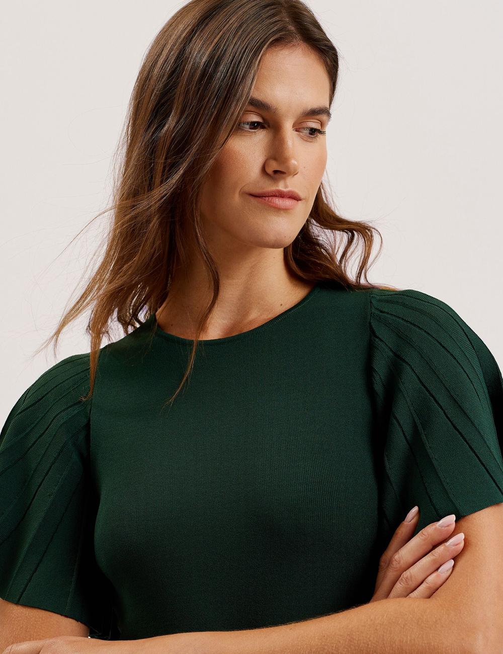 Women Ted Baker ALENHA - Knitted Angel Sleeve Mini Dresses Dk-Green | KSA  2546-ONQBA