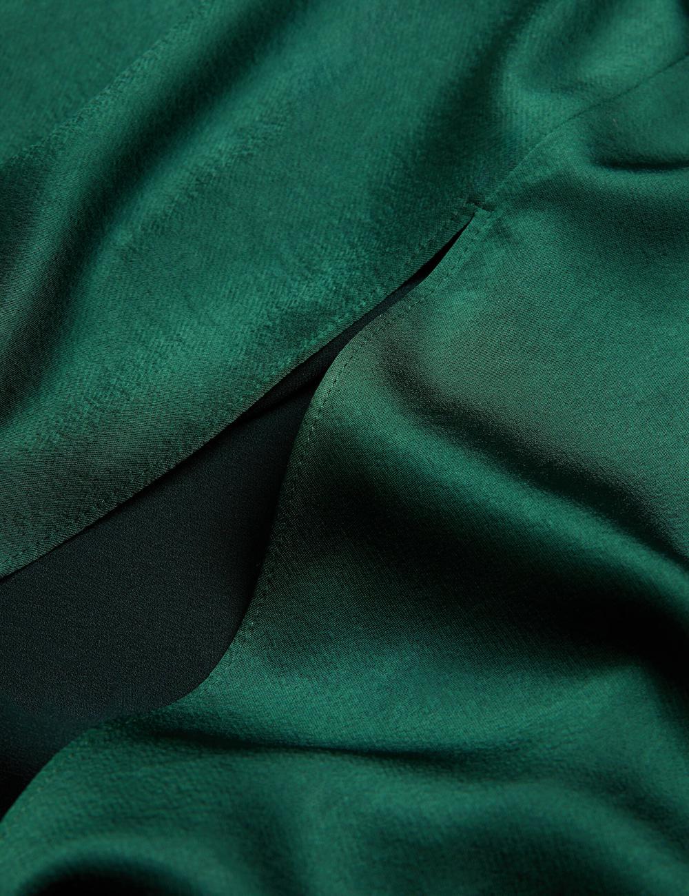Women Ted Baker ALFEIOS - Long Sleeve Satin Skirt Midi Dresses Dk-Green | KSA  7431-SBYOW
