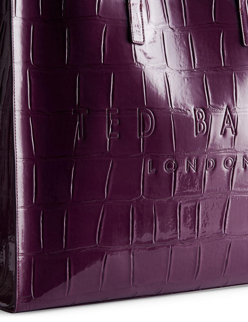 Women Ted Baker ALLICON - Wide Croc Effect Icon Tote Bags Maroon | KSA  3497-ZMHJD