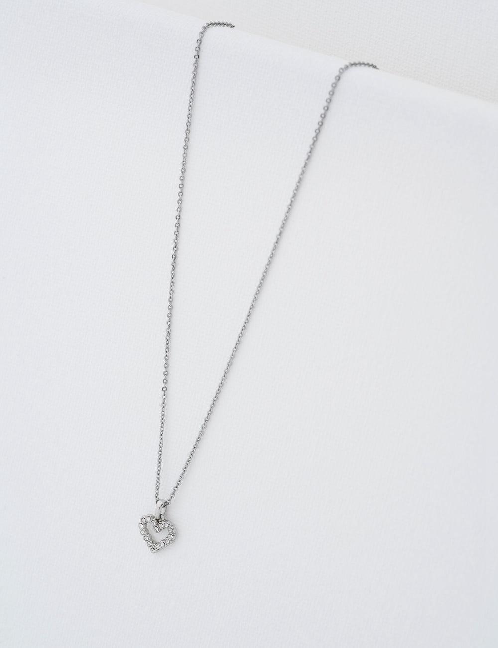 Women Ted Baker AMORE - Crystal Open Heart Pendant Necklaces Silver | KSA  5403-DQVCI