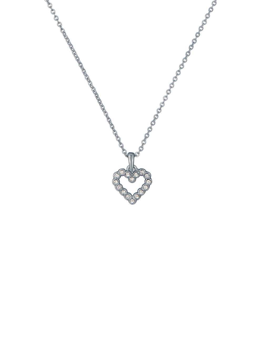 Women Ted Baker AMORE - Crystal Open Heart Pendant Necklaces Silver | KSA  5403-DQVCI