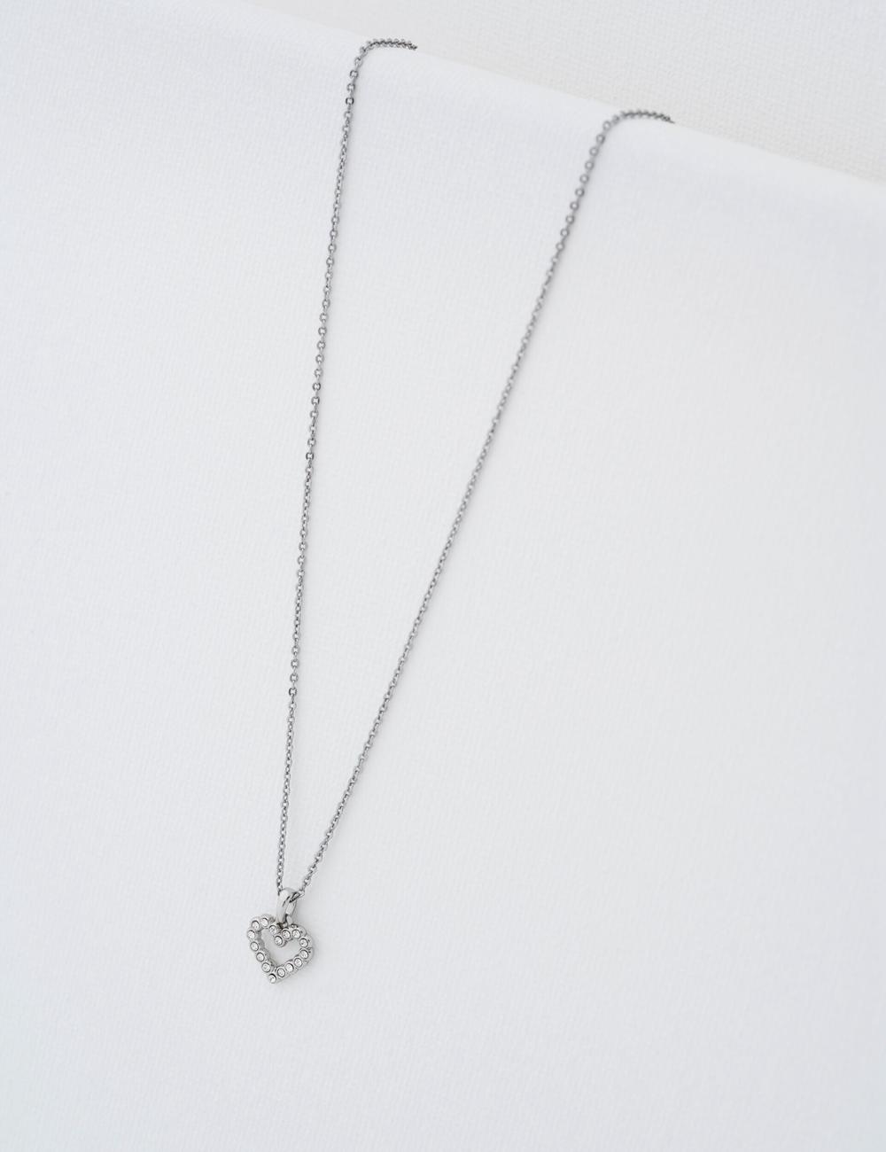 Women Ted Baker AMORE - Crystal Open Heart Pendant Necklaces Silver | KSA  5403-DQVCI