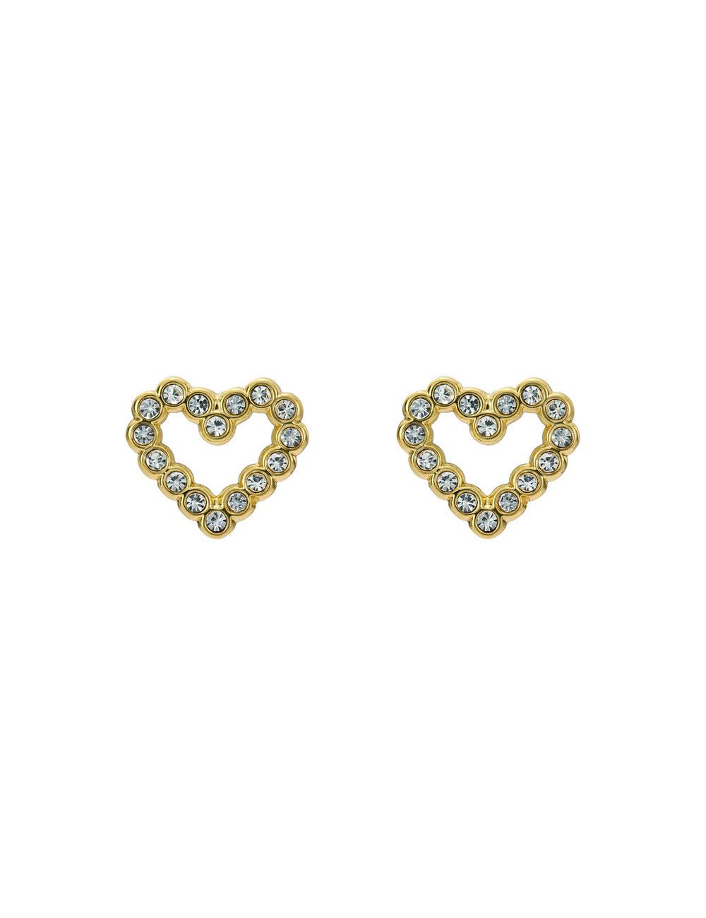 Women Ted Baker AMORINA -Crystal Open Heart Stud Earrings Gold | KSA  6801-FPEGV