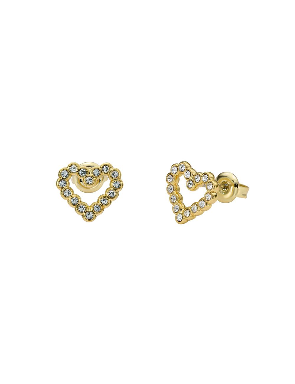 Women Ted Baker AMORINA -Crystal Open Heart Stud Earrings Gold | KSA  6801-FPEGV