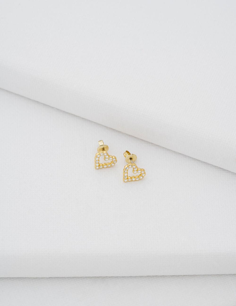 Women Ted Baker AMORINA -Crystal Open Heart Stud Earrings Gold | KSA  6801-FPEGV