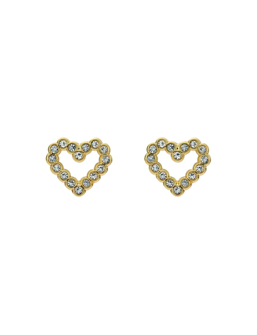 Women Ted Baker AMORINA -Crystal Open Heart Stud Earrings Gold | KSA  6801-FPEGV