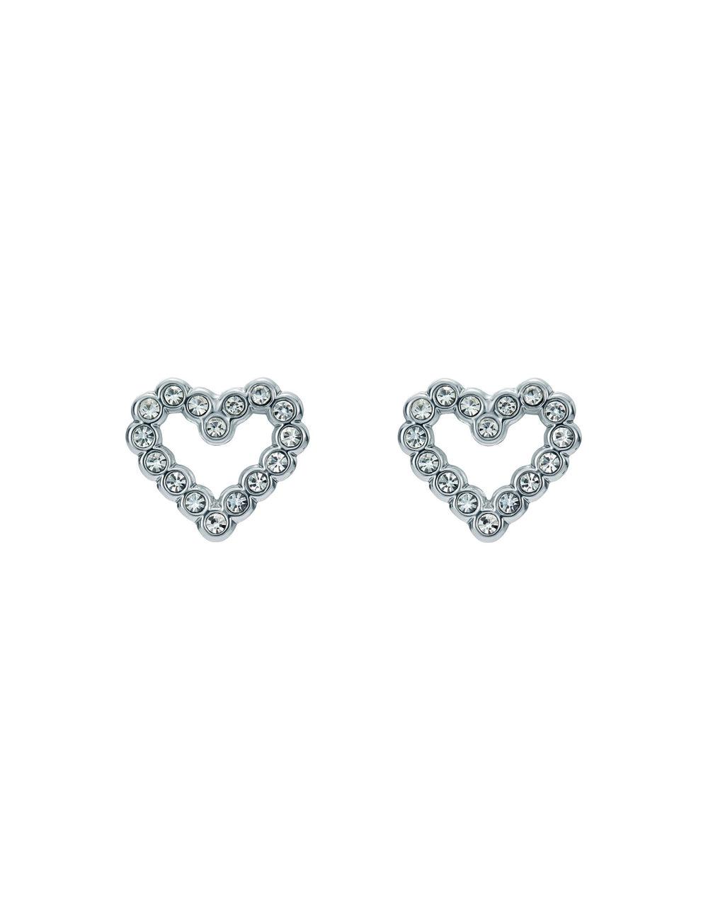 Women Ted Baker AMORINA - Crystal Open Heart Stud Earrings Silver | KSA  8469-BHAMS