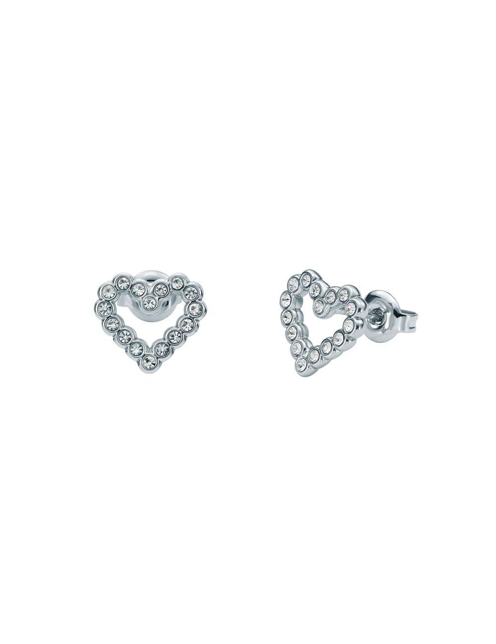 Women Ted Baker AMORINA - Crystal Open Heart Stud Earrings Silver | KSA  8469-BHAMS