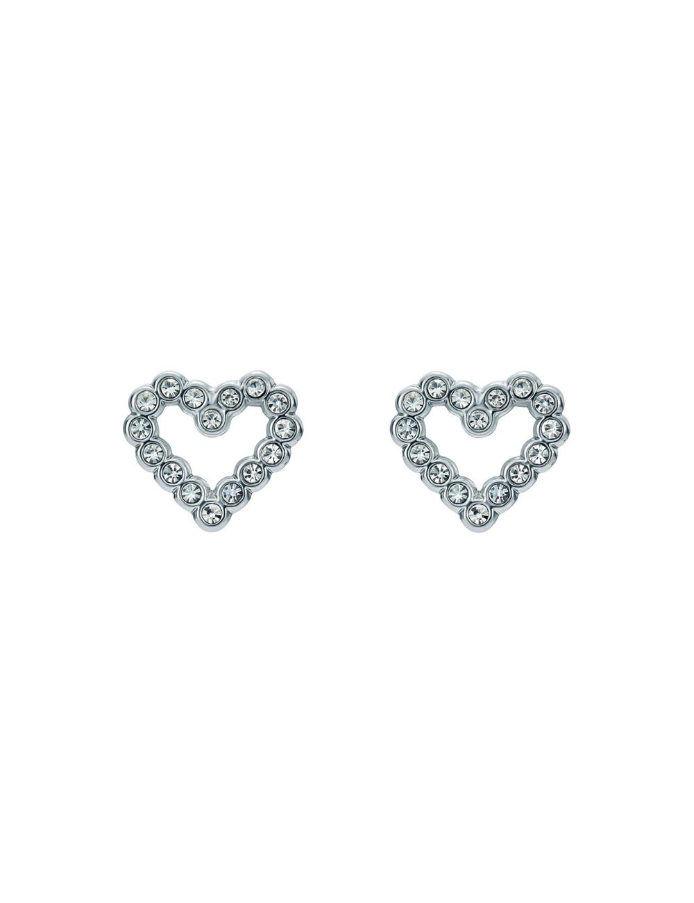 Women Ted Baker AMORINA - Crystal Open Heart Stud Earrings Silver | KSA  8469-BHAMS