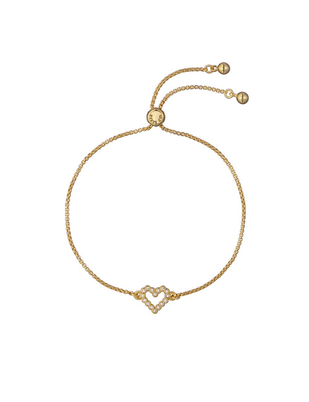Women Ted Baker AMORITA - Crystal Open Heart Adjustable Bracelets Gold | KSA  7345-DOAMR