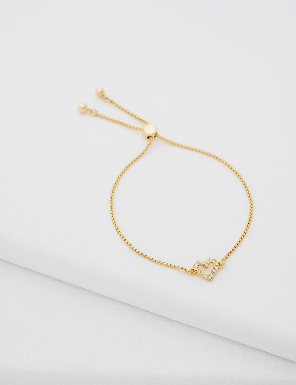 Women Ted Baker AMORITA - Crystal Open Heart Adjustable Bracelets Gold | KSA  7345-DOAMR