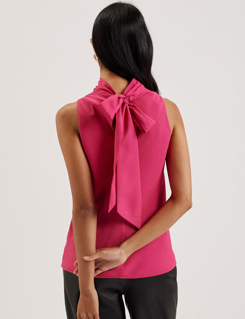 Women Ted Baker ANINI - Textured High Neck Sleeveless Top Blouses Fuchsia | KSA  6571-DCLGA