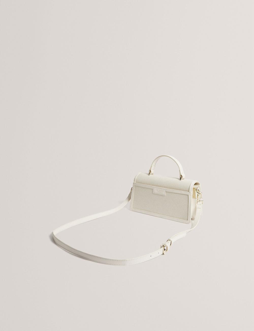 Women Ted Baker AUDRIS - Rose Detail Canvas Top Handleuette Crossbody Bags Ecru | KSA  4825-FHUSW