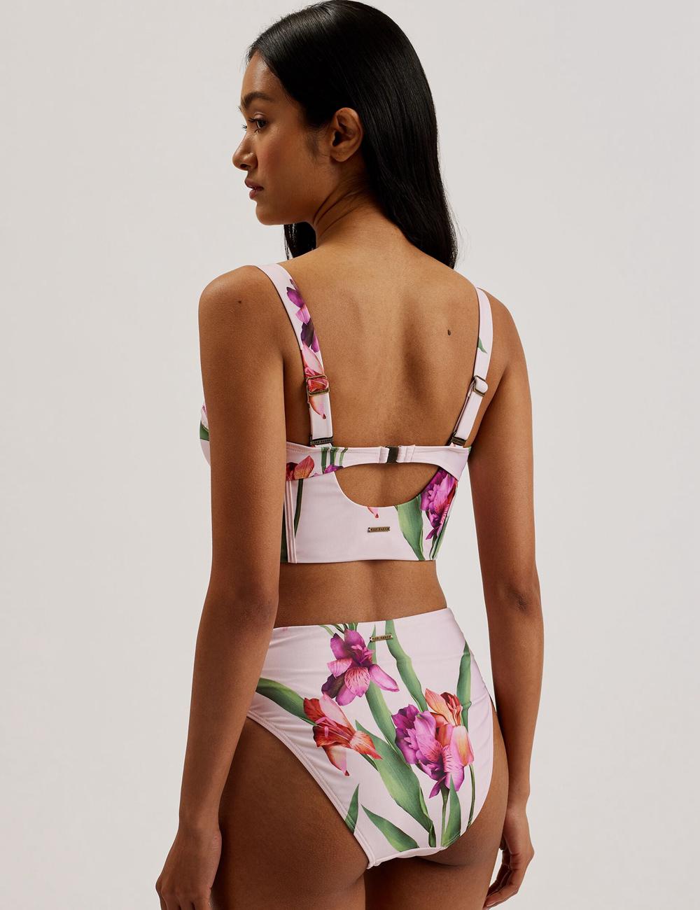 Women Ted Baker AVELEA - Floral Print High Waisted Bikini Bottoms Pink | KSA  0593-RLGVN