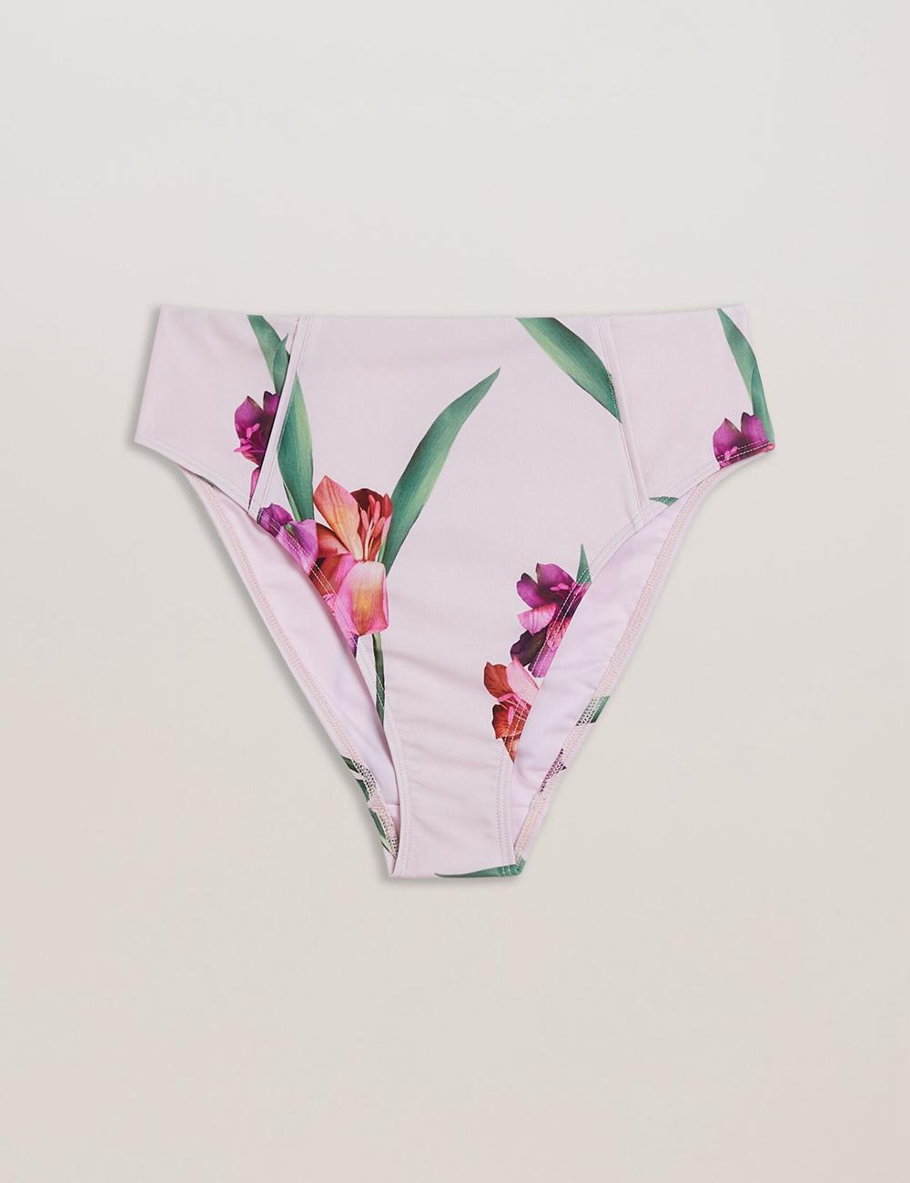 Women Ted Baker AVELEA - Floral Print High Waisted Bikini Bottoms Pink | KSA  0593-RLGVN