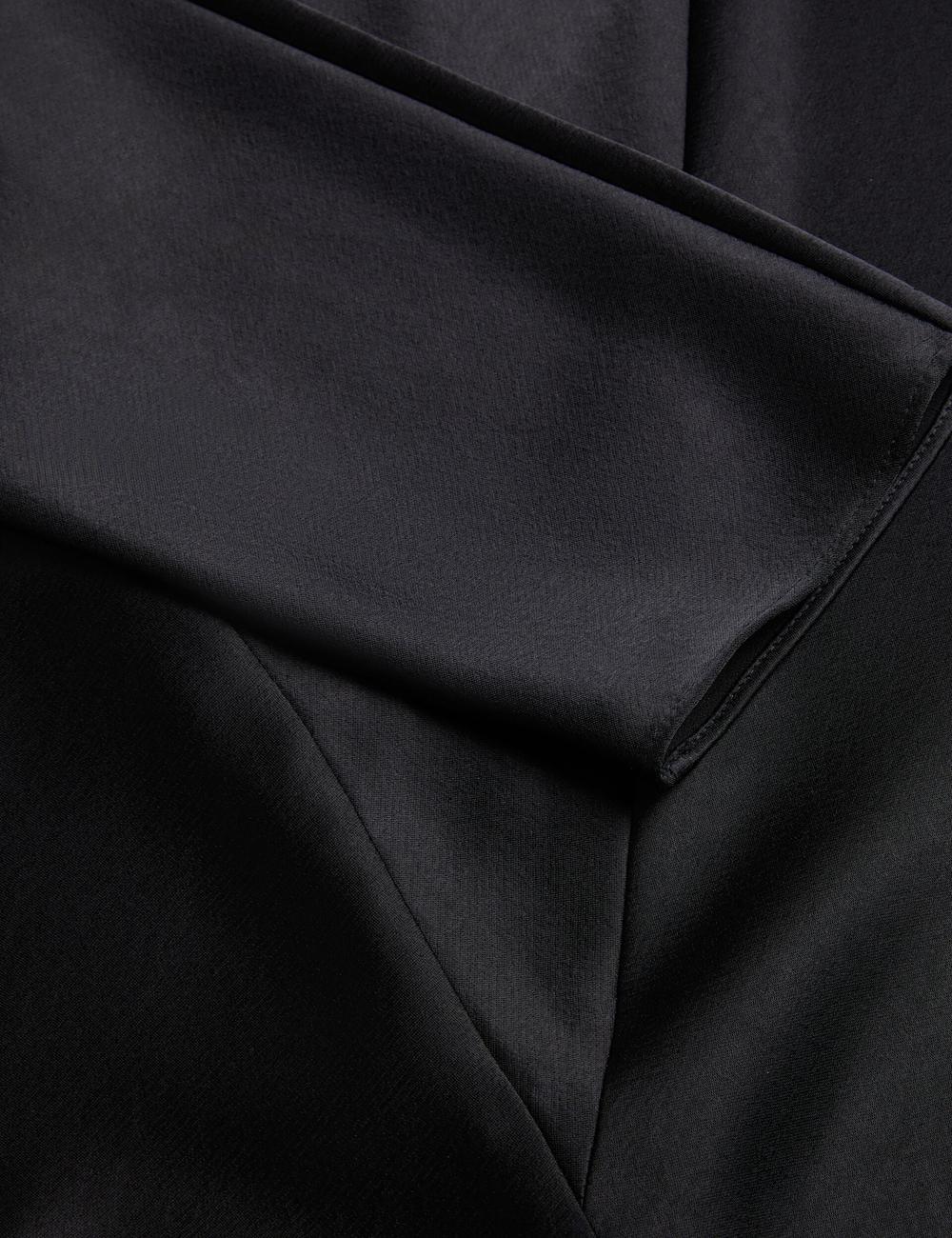 Women Ted Baker AVELLI - Satin Boat Neck A-Line Midi Dresses Black | KSA  4630-EMGKX