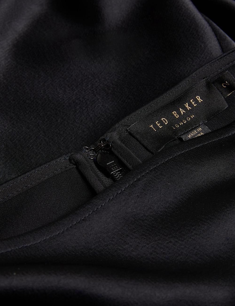 Women Ted Baker AVELLI - Satin Boat Neck A-Line Midi Dresses Black | KSA  4630-EMGKX