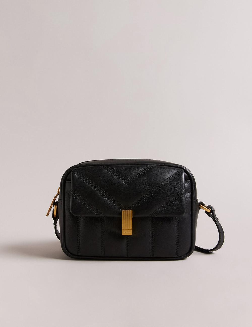 Women Ted Baker AYALILY - Quilted Leather Camera With Front Pocket Camera Bag Black | KSA  6982-SDYEI