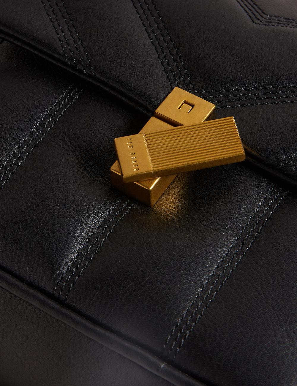 Women Ted Baker AYALILY - Quilted Leather Camera With Front Pocket Camera Bag Black | KSA  6982-SDYEI