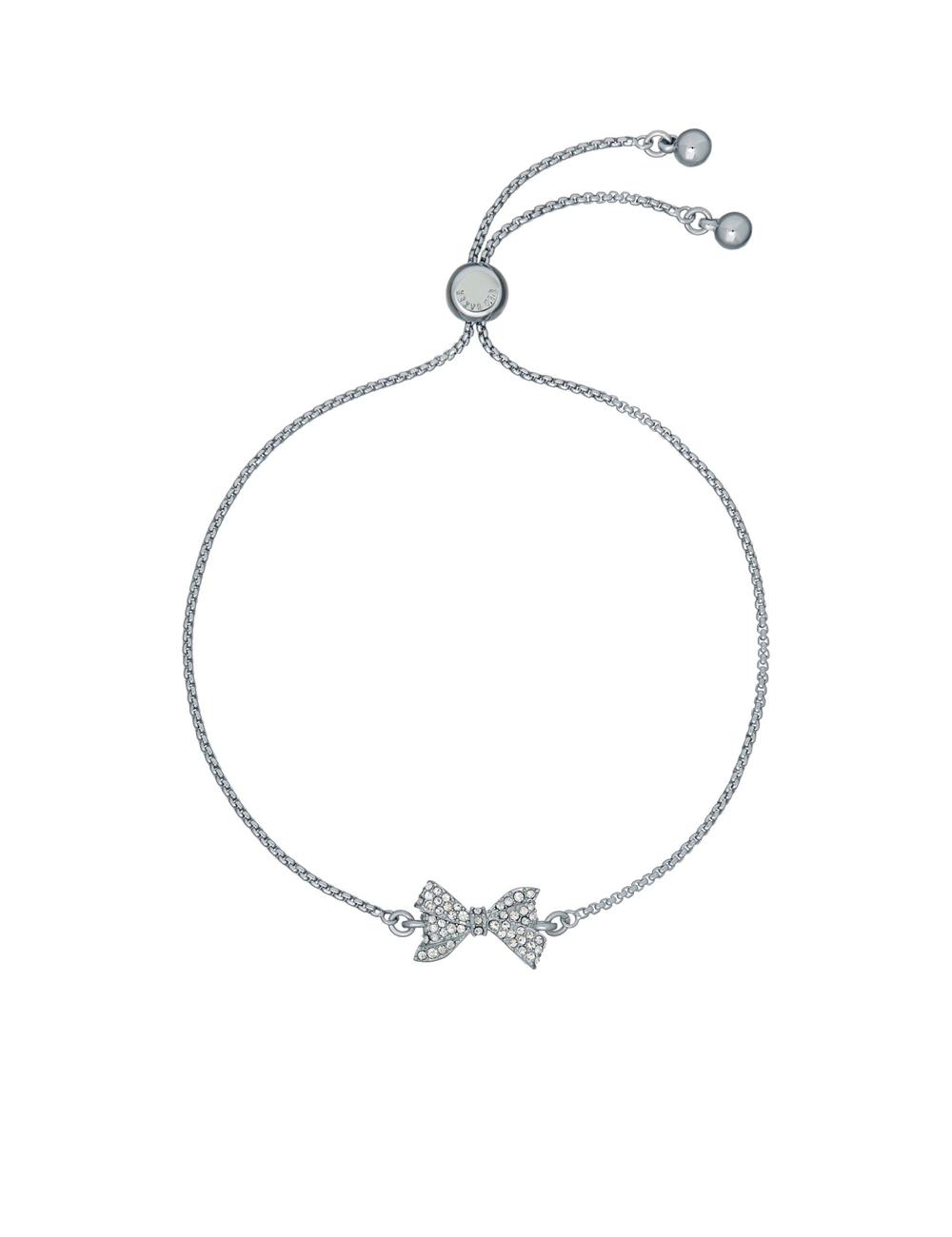 Women Ted Baker BARSET - Crystal Bow Adjustable Bracelets Silver | KSA  4089-ULYSK
