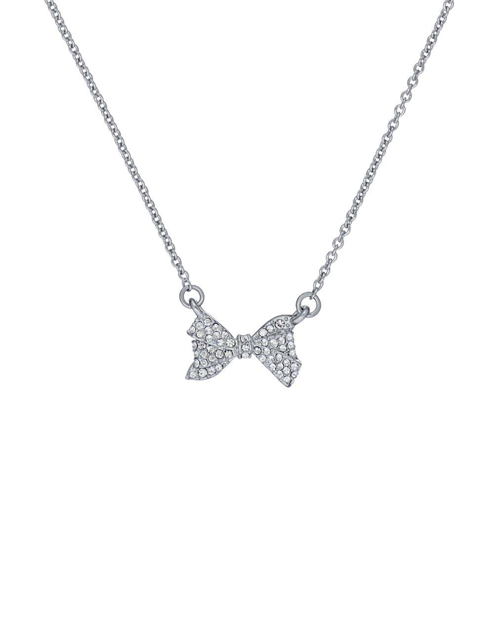 Women Ted Baker BARSIE - Crystal Bow Pendant Necklaces Silver | KSA  3651-HPDKY