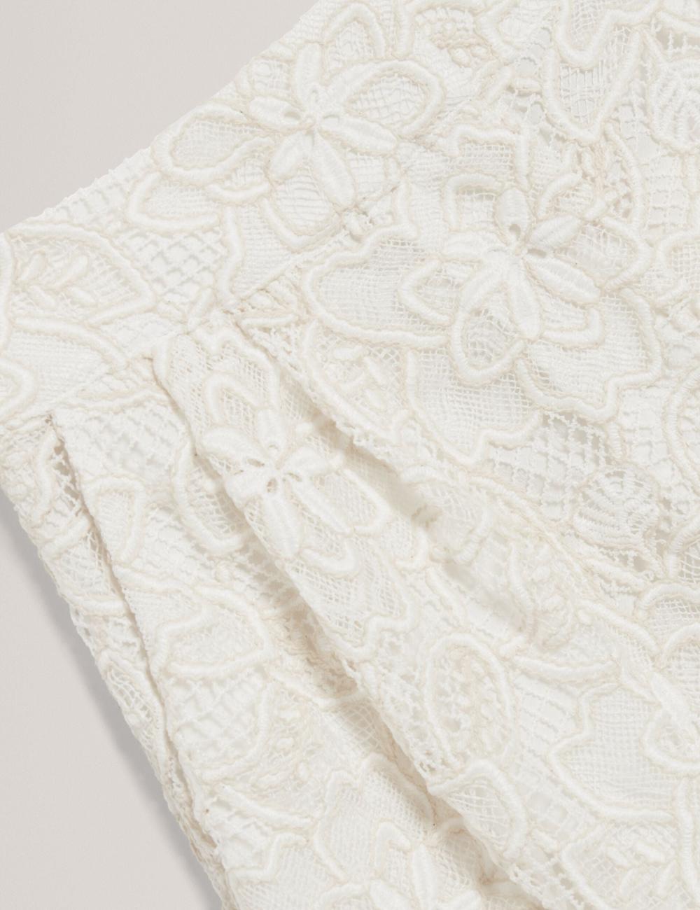 Women Ted Baker BOWIA - Lace High Waisted Tailored Shorts Ivory | KSA  6321-ZIWYN