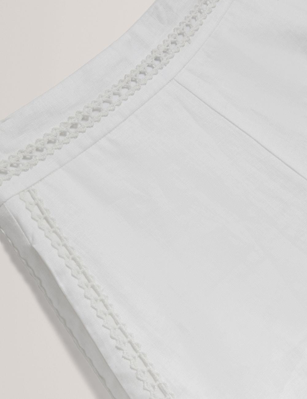 Women Ted Baker BUCCIA - Crochet Trim High Waisted Linen Shorts White | KSA  6879-PHFJZ