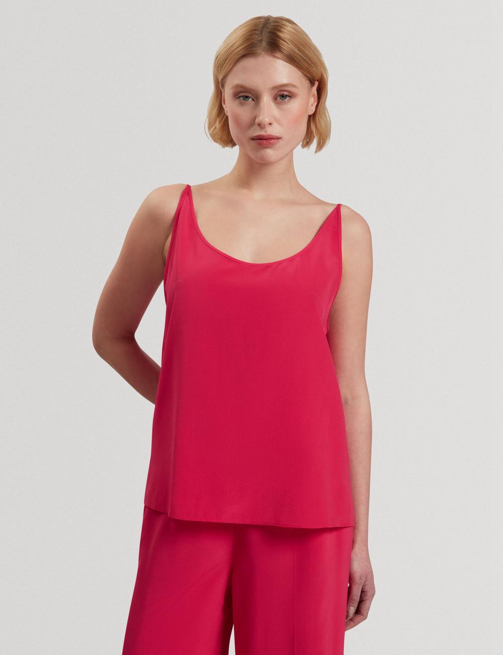 Women Ted Baker CADASA - Pure Silk Scoop Neck Cami Tops Fuchsia | KSA  5802-VKUHZ
