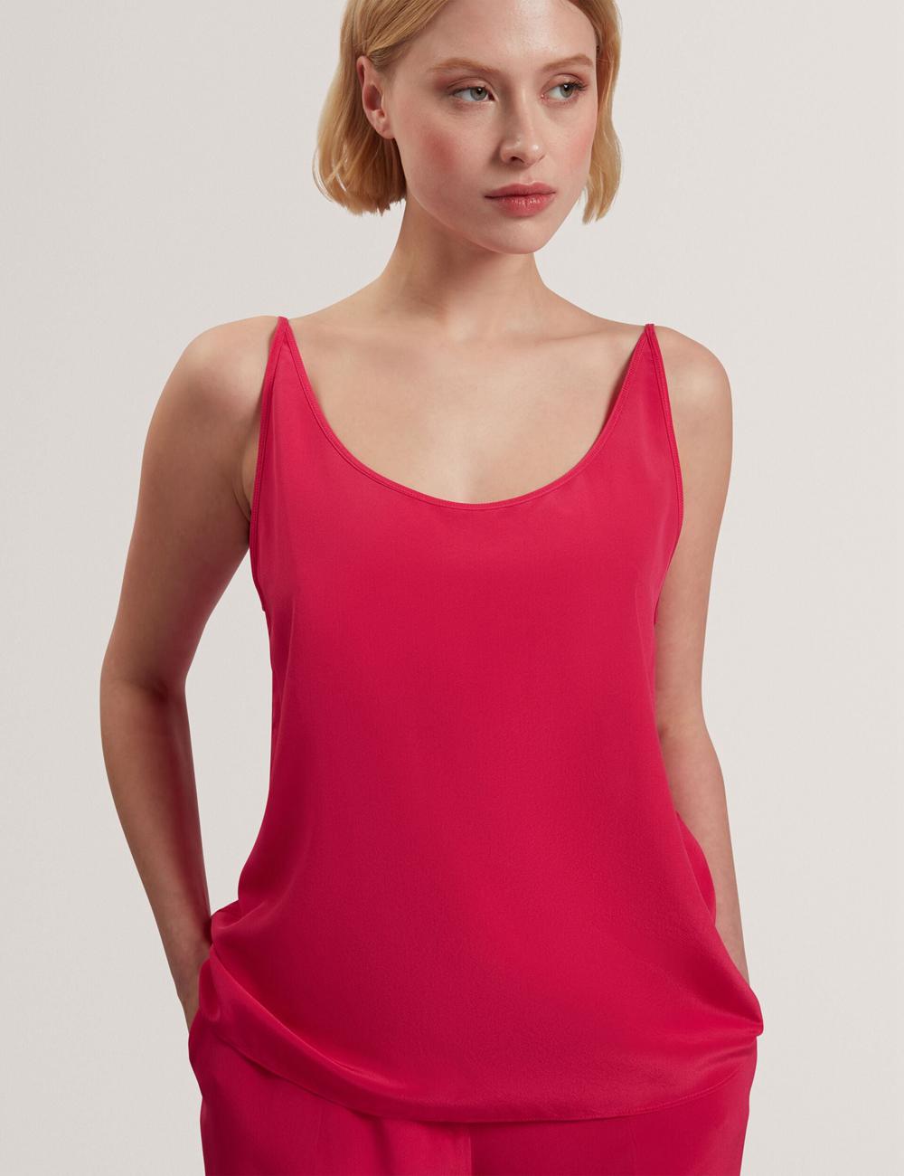 Women Ted Baker CADASA - Pure Silk Scoop Neck Cami Tops Fuchsia | KSA  5802-VKUHZ