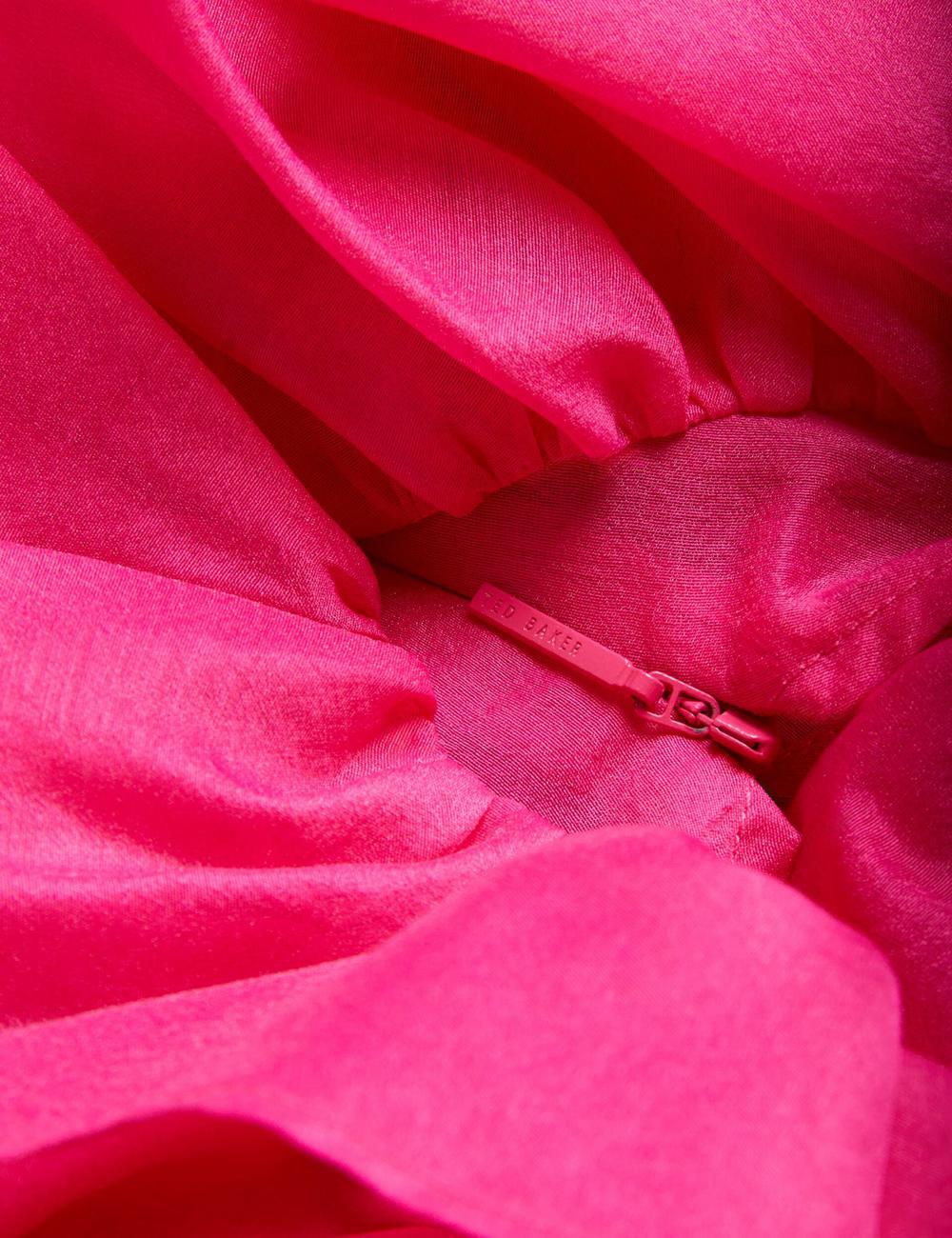 Women Ted Baker CALONDA - Oversized Frill Trim V-Neck Top Blouses Fuchsia | KSA  9865-QNSHR