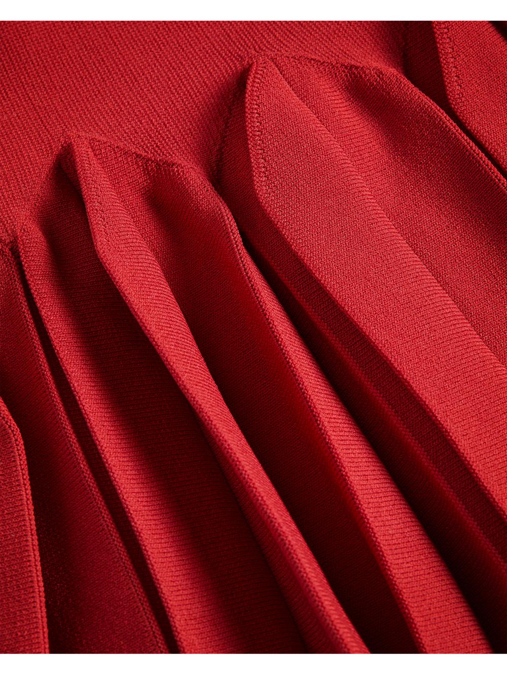 Women Ted Baker CANDDY - Pleated Hem Bodycon Knit Mini Dresses Red | KSA  5126-MIVAB