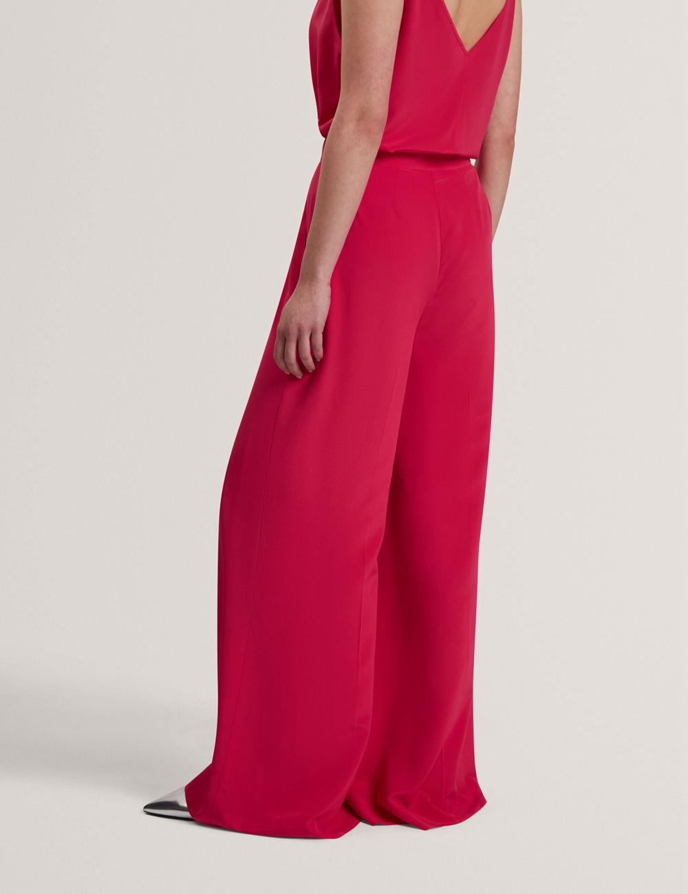 Women Ted Baker CARLOET - Silk Wide Leg Tailored Trousers Fuchsia | KSA  7098-ERXCW