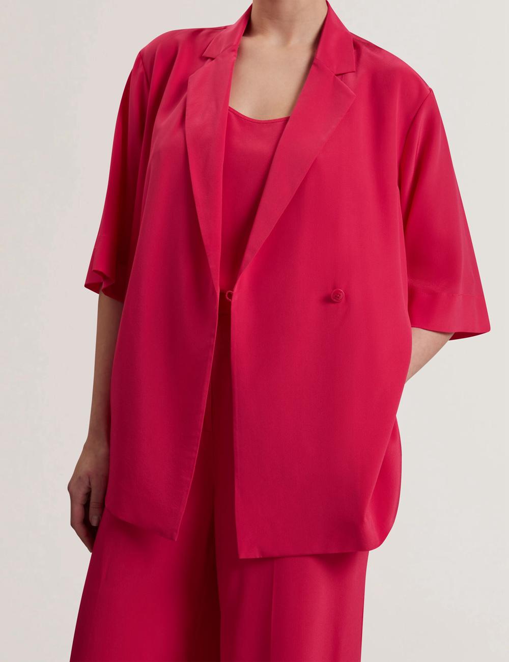 Women Ted Baker CARLOE - Silk Short Sleeve Blazers Fuchsia | KSA  2836-EQOWF