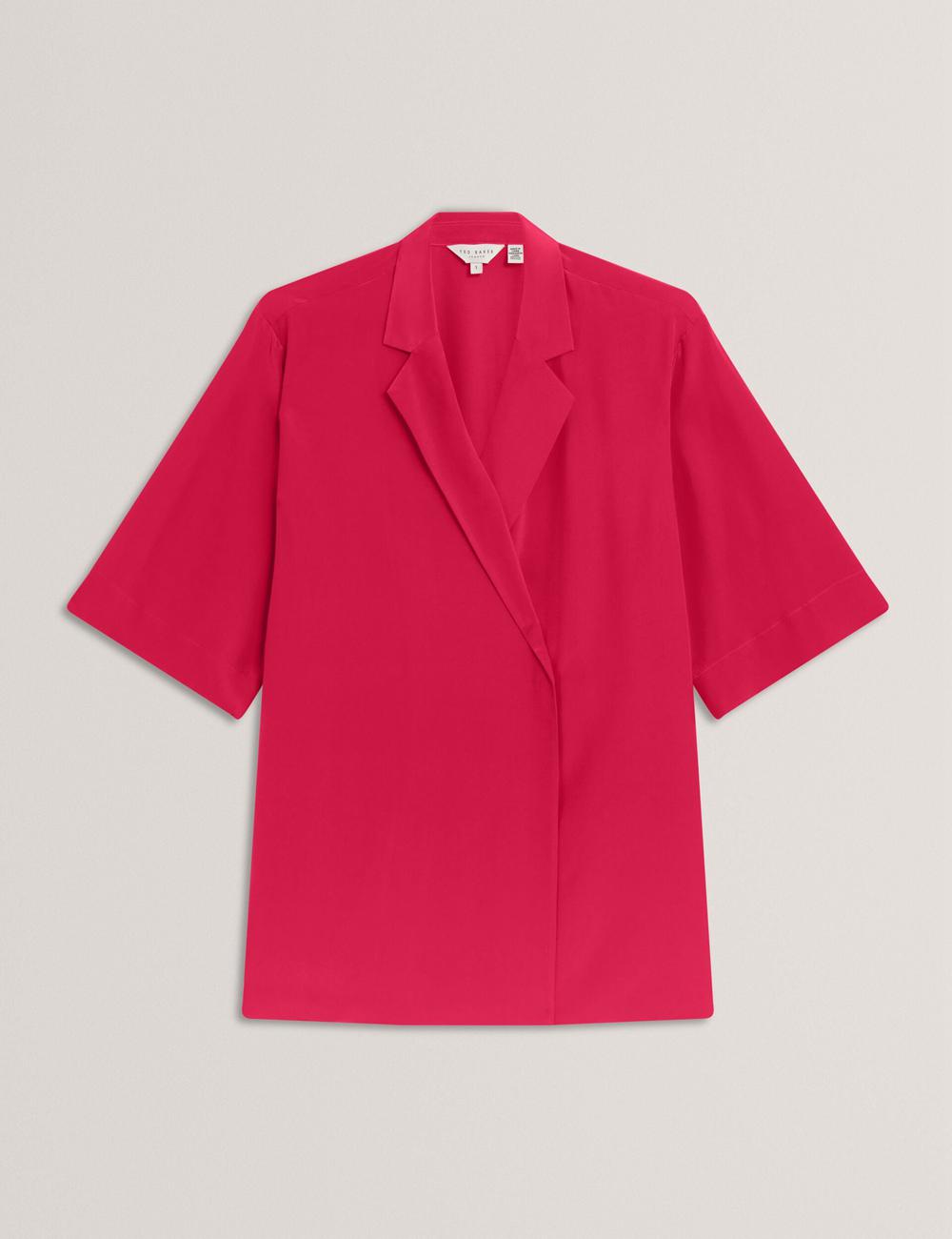Women Ted Baker CARLOE - Silk Short Sleeve Blazers Fuchsia | KSA  2836-EQOWF