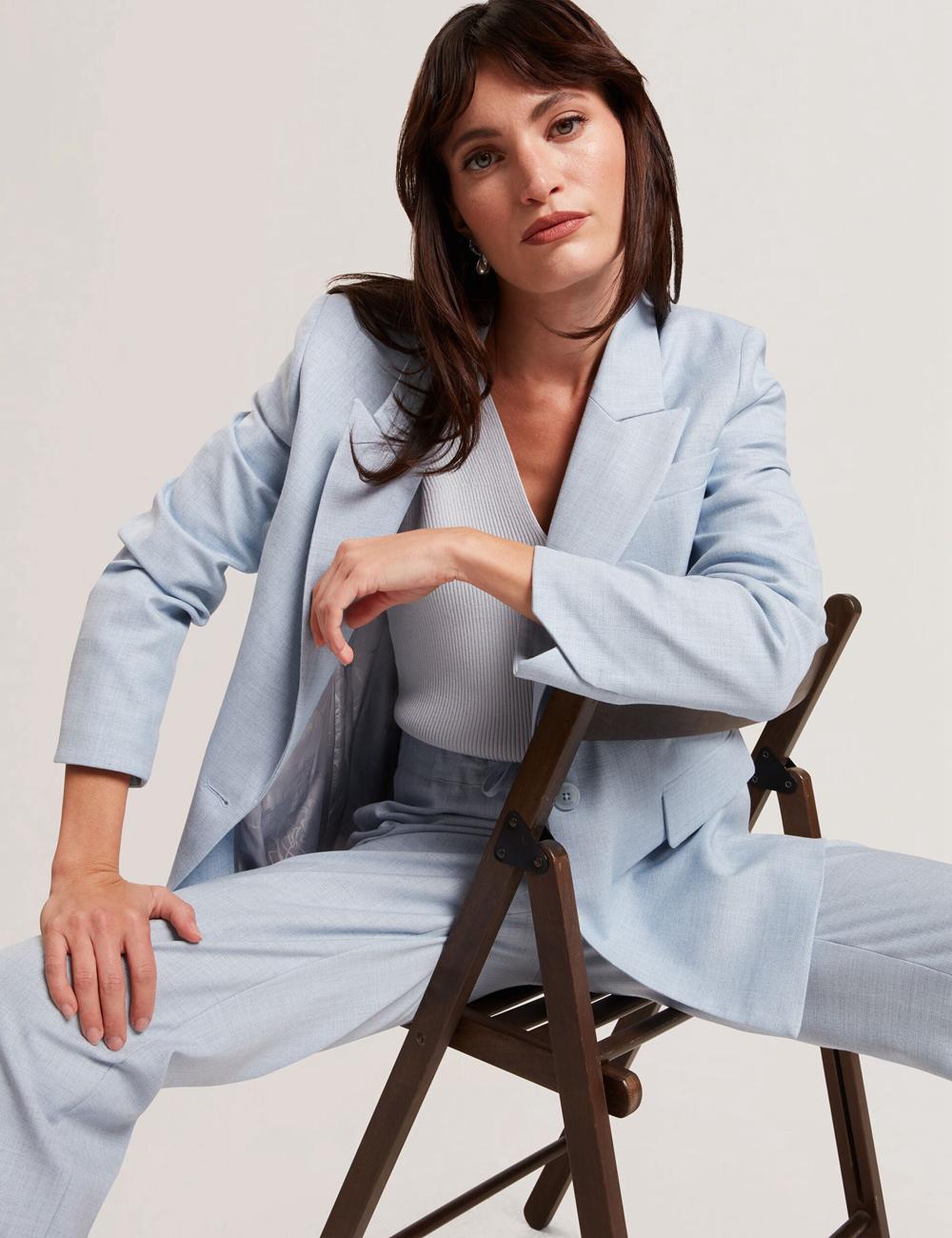 Women Ted Baker CARNI - Relaxed Tailored Single Breasted Blazers Blue | KSA  6291-BRELD